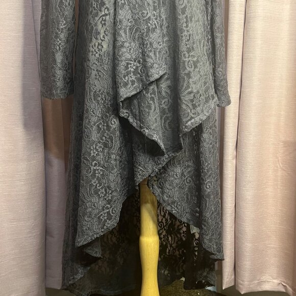 Betsey Boo! 3X Gray Long Sleeve Open Waterfall Front Sheer Lace Cardigan Duster - Picture 3 of 16